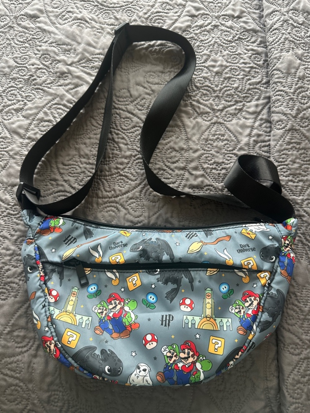 Nintendo Super Mario Gray Crossbody Sling Bag